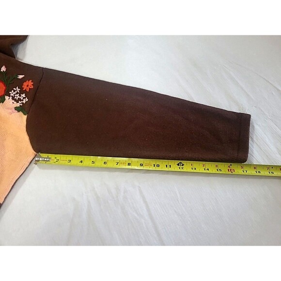 1X Pug Puppy Storybook Knits Sweater Brown Peach Flower Buttons 3D Cruelle Dog - Picture 14 of 16